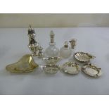 A quantity of silver to include a sugar sifter, bonbon dishes, ashtrays and perfume atomisers (11)