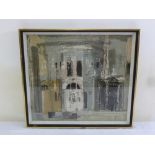 John Piper a framed and glazed polychromatic silkscreen print of a classical building circa 1960s,