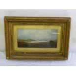 George Blackie Sticks framed oil on canvas of a lake scene with castle in the background, signed