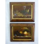 Szarbo a pair of framed oils on panel, still life of fruit, signed bottom left, 12 x 17cm