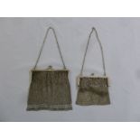 A silver mesh evening bag, London 1918 and a smaller similar mesh bag, London 1916