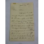A hand written letter signed by Charles Landseer, English artist 1799-1879