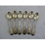 Six Victorian silver fiddle pattern teaspoons