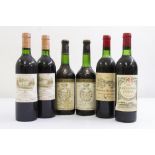 Six 75cl bottles of claret to include Chateau Gruaud-Larose 1969 Saint-Julien x 2, Chateau Gazin