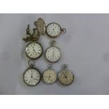 Six silver and base metal pocket watches