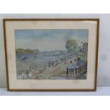 Hubert Andrew Freeth framed and glazed watercolour of the Thames by Putney Bridge, 29 x 40cm