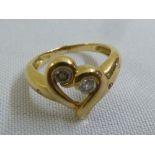 18ct yellow gold and diamond heart shaped ring, approx total weight 4.1g