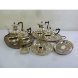 A quantity of silver plate to include trays, teasets and condiments