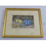 W. Warboys framed and glazed watercolour still life of fruit, signed bottom right and dated 1868, 15