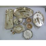 A quantity of silver plate to include trays, coasters, vegetable dish and cover, condiments and