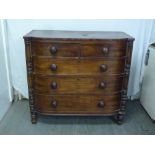 Victorian rectangular mahogany chest of drawers on four turned legs