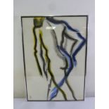 Mircea Marosin framed and glazed charcoal study of a nude from the back, monogrammed bottom left,