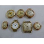 Seven 9ct gold ladies and gentlemans wristwatches, approx total weight 88.3g, all A/F