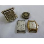 A silver miniature pocket watch and three vintage wristwatches, A/F