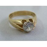 9ct yellow gold and CZ solitaire ring, approx total weight 4.9g