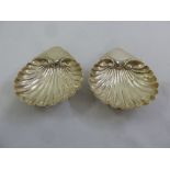 A pair of Victorian shell shaped silver nut dishes, Birmingham 1895