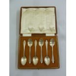 A cased set of silver teaspoons