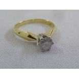 18ct yellow gold solitaire diamond ring, diamond approx 60 pts, approx total weight 2.9g