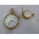 Limit gold plated open face pocket watch and a ladies full hunter gold plated pocket watch