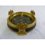 A late 19th century Napoleonic style desk tray with three applied ormolu eagles