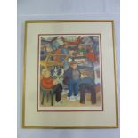 Beryl Cook framed and glazed limited edition print The Car Boot Sale 274/650, signed bottom right,