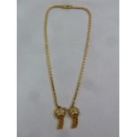 An Art Deco gold and diamond necklace, tested 18ct, approx total weight 33.5g