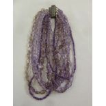 An amethyst multi-strand bead necklace