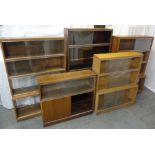 Minty circa 1950 stacking wood and glazed book case with graduated height sections