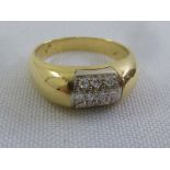 18ct yellow gold pave set diamond ring, approx total weight 4.4g