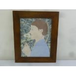 Nancy Hampshire framed and glazed gouache on paper of a lady in profile, gallery label to verso,