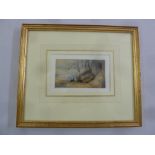 English School 19th century framed and glazed watercolour of a landscape, signed Mina bottom