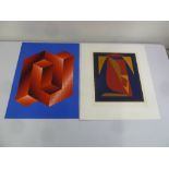 Victor Vasarely two serigraphs on cardboard, signed and numbered, 79 x 61.5cm and 59 x 50cm