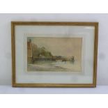 Alfred G. Wright watercolour of a harbour scene, signed bottom right, 20 x 32cm