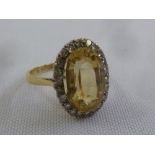 18ct yellow gold, topaz and diamond ring, approx total weight 4.3g