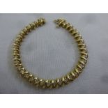 14ct yellow gold and diamond fancy link bracelet, approx total weight 16.2g