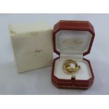 Cartier 18ct three colour gold Russian wedding ring in original packaging, approx weight 7.8g