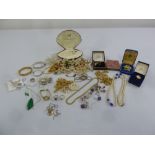 A quantity of costume jewellery to include necklaces, brooches and rings