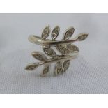 14ct white gold and diamond olive branch ring, approx total weight 3.2g