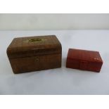 A Victorian rectangular crocodile skin jewellery box the hinged cover with brass mounted swing