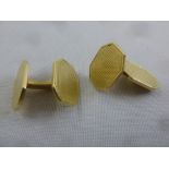 A pair of engine turned 14ct gold cufflinks, approx total weight 14.8g