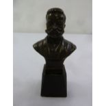 A bronze bust of Hindenburg on a rectangular marble plinth, signed to verso O Wockner, 12cm (h)