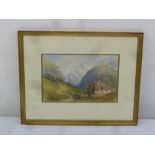 Philip Mitchell framed and glazed watercolour of an alpine scene, signed bottom right, label on