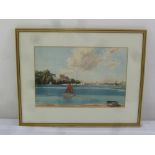 Norman Howard framed and glazed watercolour of Poole Harbour, signed bottom left, 24 x 35.5cm