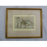 John Nixon 1750-1818 framed and glazed watercolour of a boy and donkey, monogrammed and dated bottom