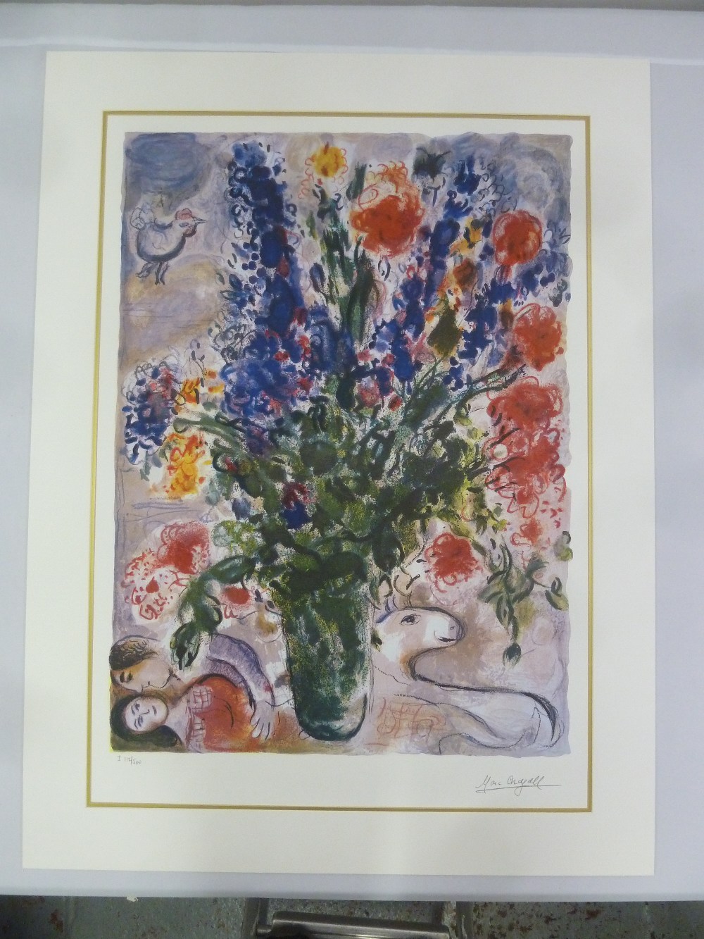 Marc Chagall limited edition framed and glazed polychromatic lithographic print entitled Les