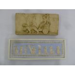 A Wedgwood style Jasperware plaque and another plaque of classical form