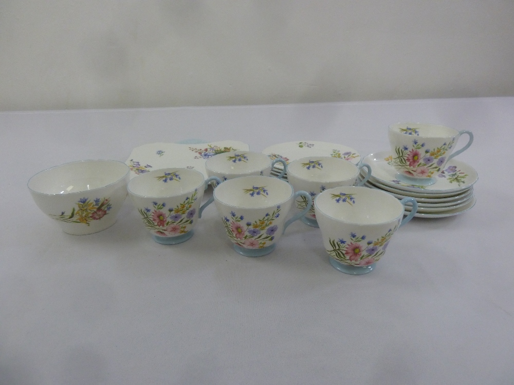 Shelley Wild Flowers part teaset to include cups, saucers, plates and sugar bowl (19)