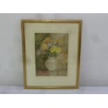 W. Thomson framed and glazed watercolour still life of flowers, signed bottom right, 34 x 25cm