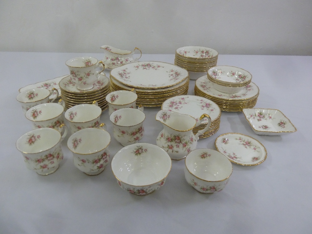 Paragon Victoriana Rose dinner service to include plates, bowls, cups, saucers, sauce boat and