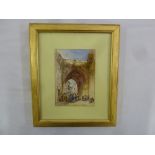 A framed and glazed watercolour of the Arch in Ronda Spain, signed bottom right, 17 x 12cm